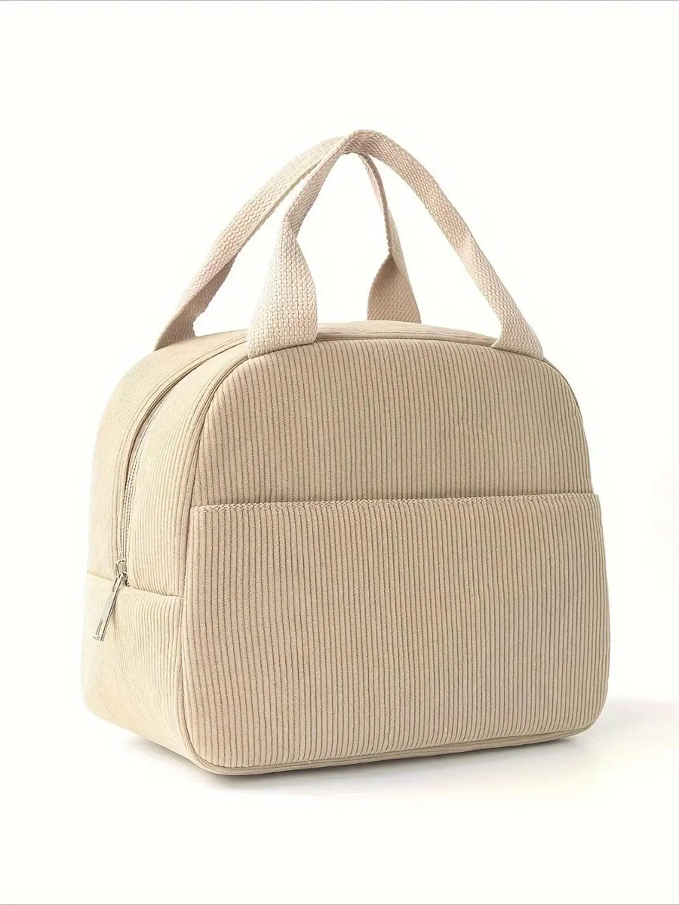Reusable Thermal Insulated Bento Bag Embroidery Portable Corduroy Lunch Bag for Kid Ideal for Go To School/Travel Work Trips Insulated Lunch Bags