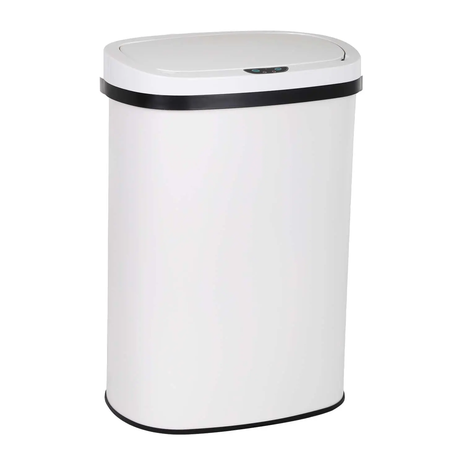 13 Gallon Kitchen Garbage Can 50L Stainless Steel Trash Can Garbage Bin Suitable Beautiful Garbage Can with Lid Sensor Trash Bin Garbage Bin with Lid Automatic for Office Bedroom Living Room, WHITE