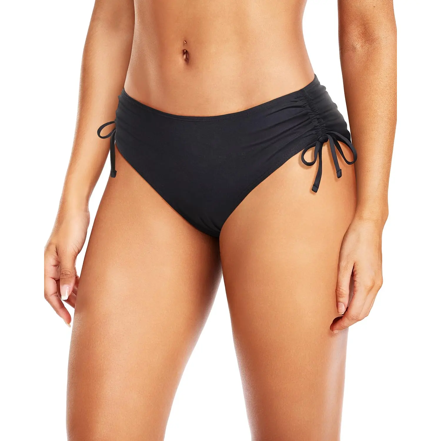 Daci Women Mid Waist Bikini Bottoms - Full Coverage Swim Bathing Suit Bottom Side Tied Swimsuit Bottoms