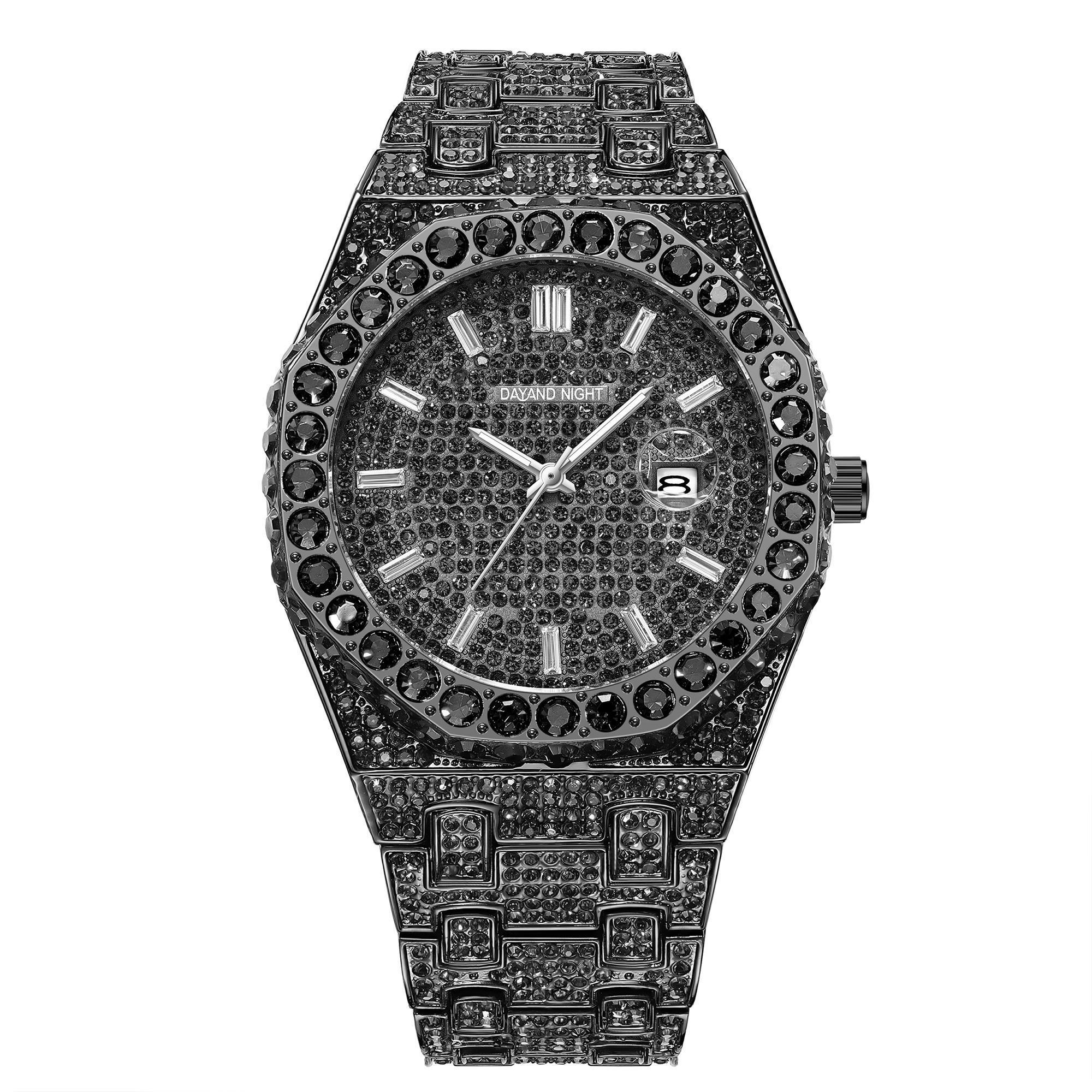 2026 Iced Out Full Pave Round Dial Watch! Sparkly Cubic Zirconia for Men & Women. Perfect Gift! watches for men. Date Night Essential! Stunning Iced Out Round Watch for Him & Her. A Gift They'll Adore.