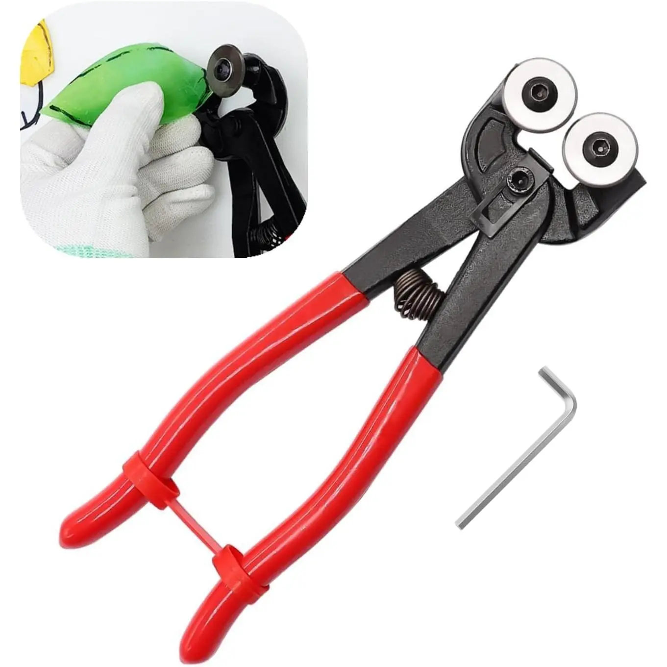Duty Wheeled Nipper & Hd Tile Nipper, Tile Pliers Soft-grip Handle - Shapping Plier, Nipper Cutting, Stone,, 8 Inch