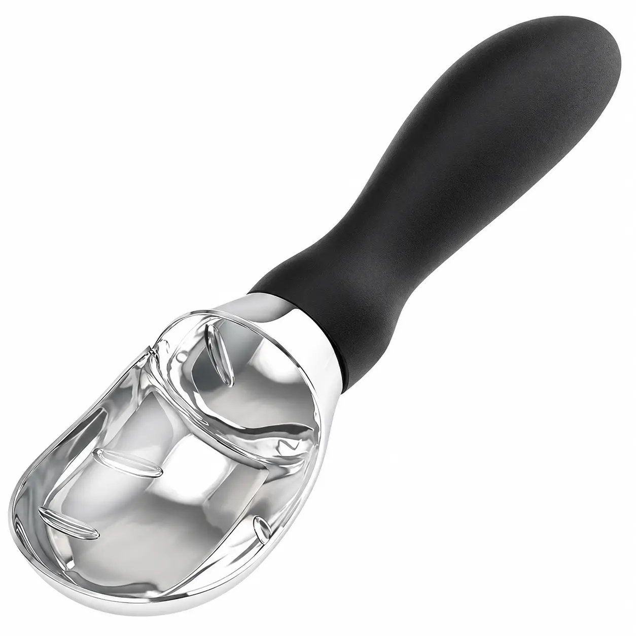 Heavy Duty Ice Cream Scoop, BPA-Free, Dishwasher Safe, Comfortable Zinc Alloy Handle, Professional Scooper for Hard Gelato, Sorbet, Cookie Dough, Melon, Round Cones, Kitchen Tool, Black