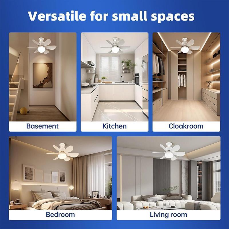 Ceiling Fan with Light & Remote Control, Quiet Ceiling Fan with 6 Blades, Low Profile Ceiling Fan with Light for Bedroom, Garage, Kitchen, Living Room