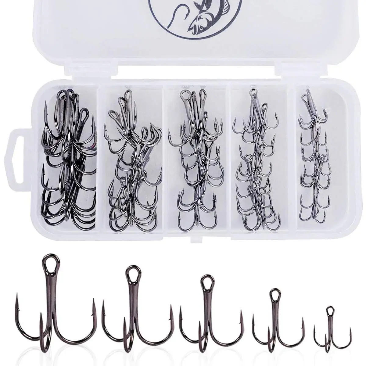 Fishing Hooks Treble Hooks for Trout Saltwater Freshwater Fish Hook | High Carbon Steel   Round Bend for Catfish Hard Baits Lures, Size #1#2#4#6#8#10#12#14, 110/50/210 with Split Rings