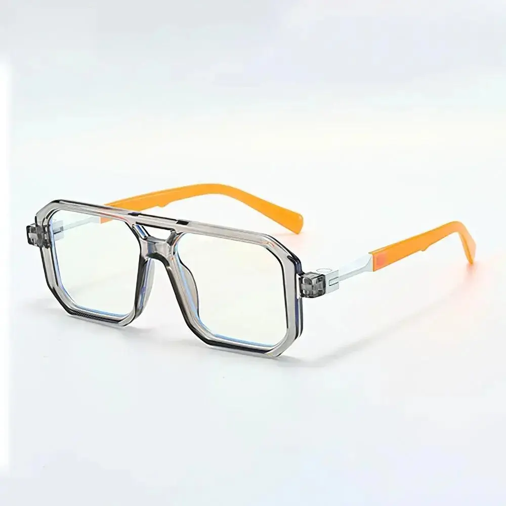 Y2K Color Pop Glasses, Trendy Clear Square Eyewear for GRWM Looks, Campus Fits, Photoshoots & TikTok Outfit Ideas Clear Square Frame Glasses, Lightweight Fashion Eyewear with Color Pop Arms, Non-Prescription Style Glasses for Daily Outfits**