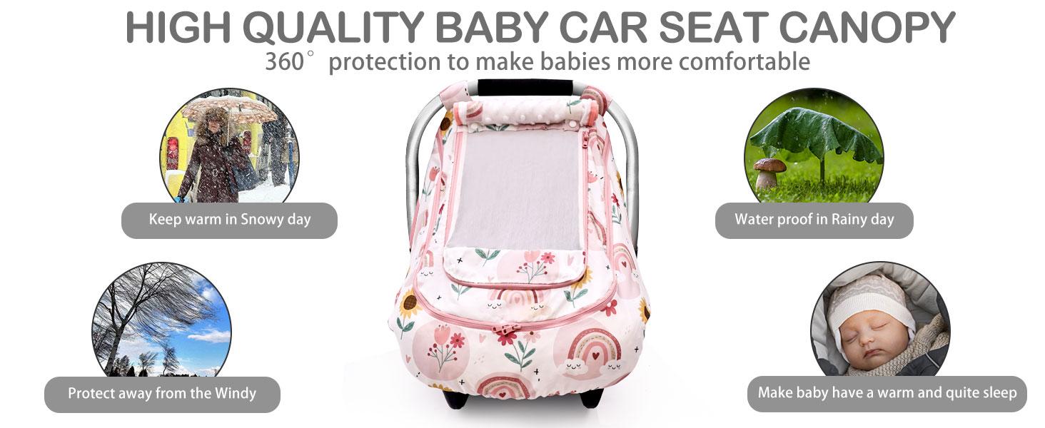 Baby Car Seat Cover,YVMVDV Patented Cold Weather Carseat Cover for Babies,Infant Car Seat Cover Canopy for Boy Girls, Keeps Babies Warm and Cozy (Rainbow)