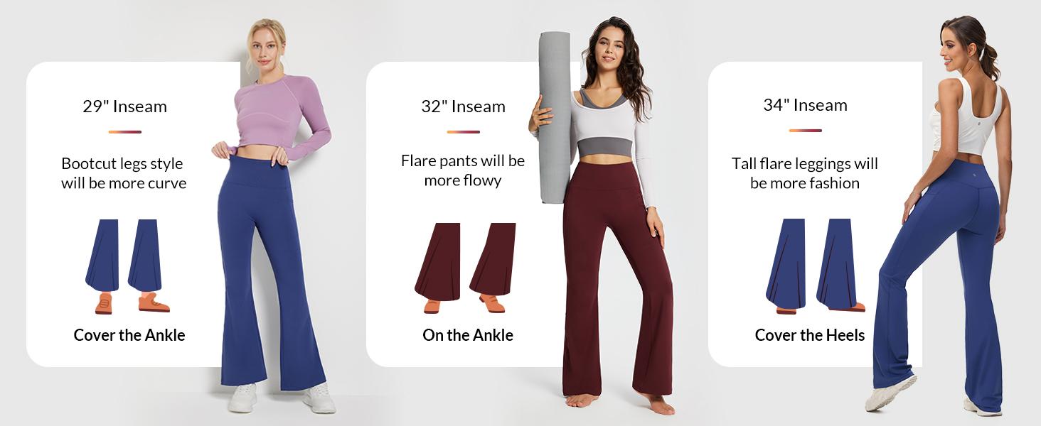 baleaf Petite-Fit Women's High-Waisted Knit Flared Pants-Crossover Waistband, Pockets, Breathable & Moisture-Wicking-Ideal for Yoga, Fitness, and Casual Wear [PC:dbh095]