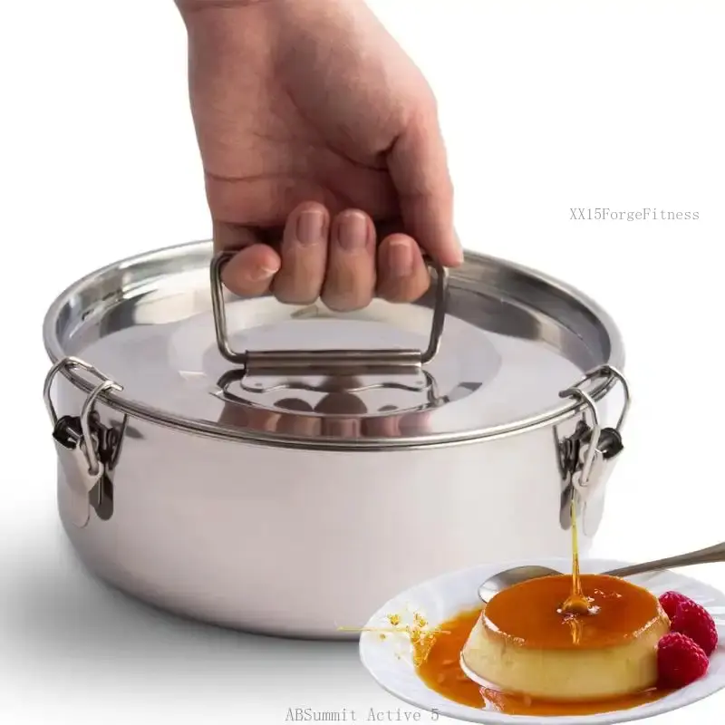 Stainless Steel Flan Pan, 63 oz Flanera Mold Cooker for Baking, Compatible with  3 6 8qt, Custard Pan, Flan dish with lid, Tart pan, Round fluted dish, oven dishwasher safeABSummit ActiveXX15ForgeFitness