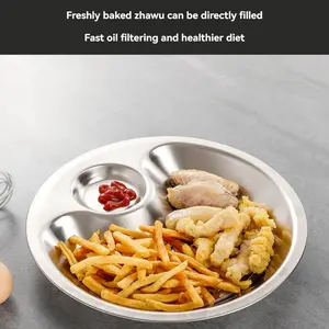 Stainless Steel Dumpling Plate, Household Dinner Plate, Round Tray, Creative Multi-Use Drainage Meal Plate, Fruit Plate