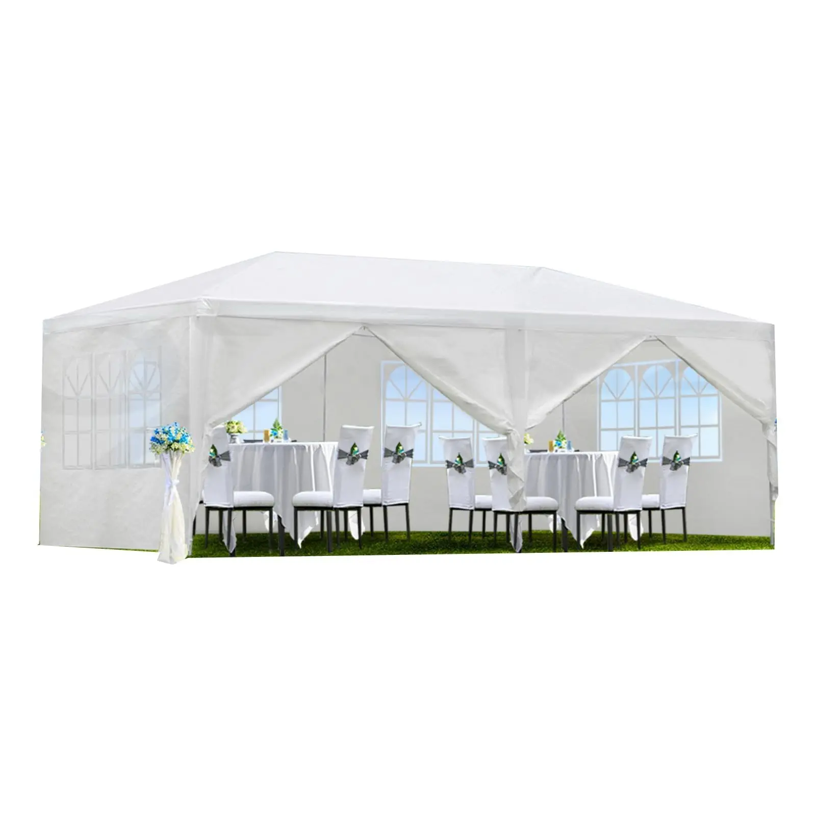 10'x20' Party Tent Heavy Duty Event Canopy with 6 Removable Sidewalls, Waterproof Wedding Tent for Backyard BBQ & Parties