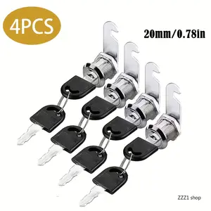 4-Piece Set: 16/20mm Security Cam Lock – Suitable for office cabinets, lockers, mailboxes, and drawer units. No electricity or batteries required; features a metal lock core.