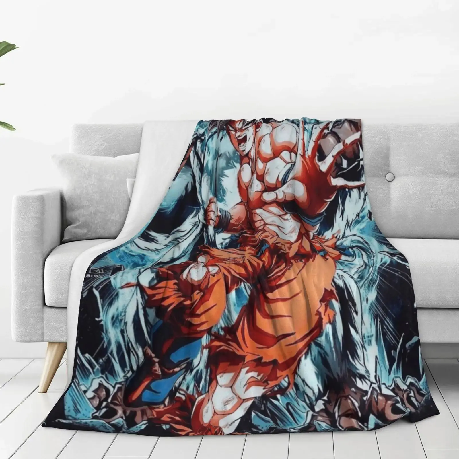 Cooling Blanket Goku Comfort Blankets - Ultra Soft and Warm Flannel Throw | Affordable Home Goods for Bed Sofa Travel Movie Nights, Cozy Everyday Comfort for Anime Enthusiasts