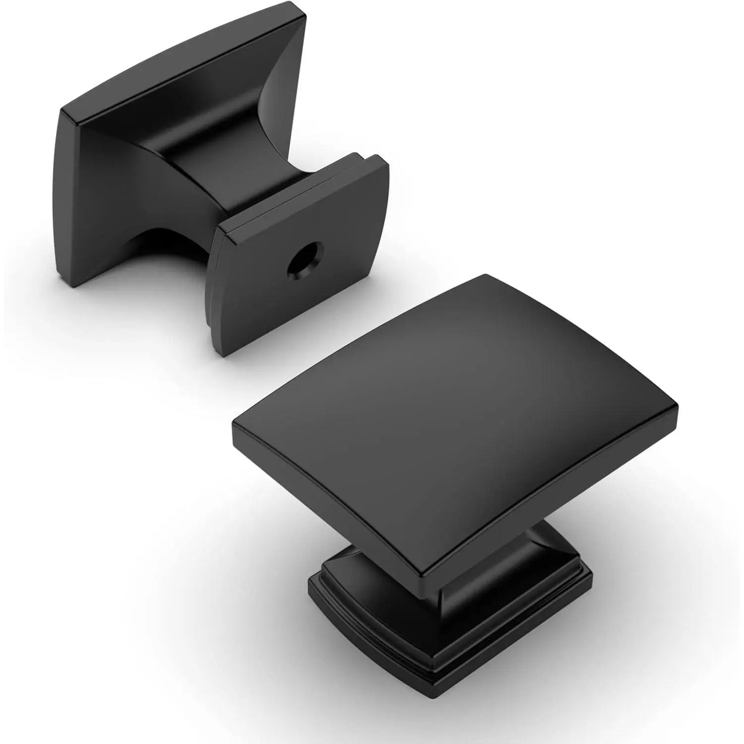 10 Pack Matte Black Cabinet Knobs 1-1/8 Inch Single Hole Cabinet Handles Dresser Knobs Square Drawer Knobs and Pulls for Bathroom Cabinets ZH0011