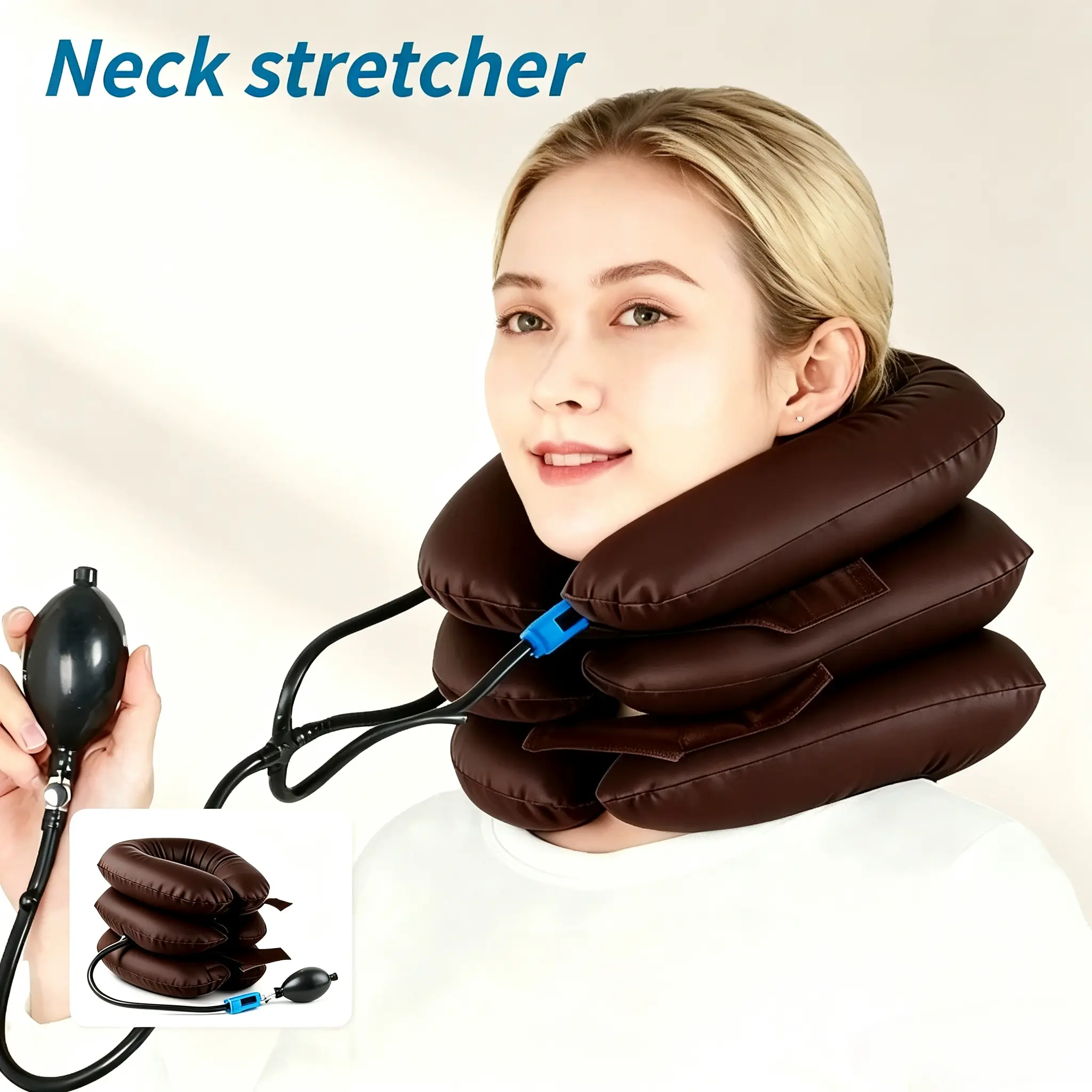 Inflatable Air Cervical Traction Neck Stretcher, Portable Neck Relaxer, Neck Muscle Tension Relief for Home Use, Christmas Gift