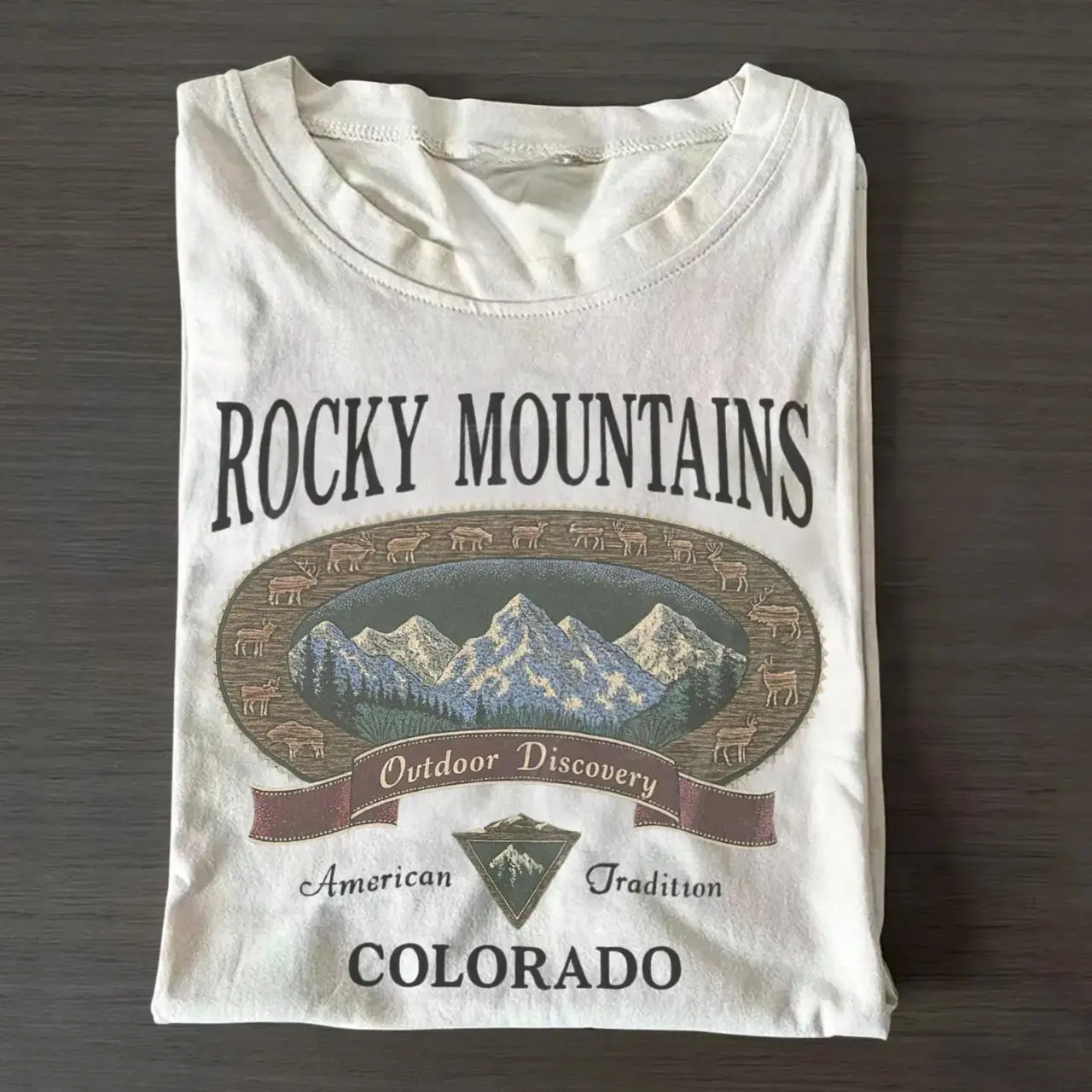 Vintage Rocky Mountains Colorado T-Shirt, Outdoor Discovery Graphic Tee, 90s Mountain Hiking Shirt, Nature Top Womenswear
