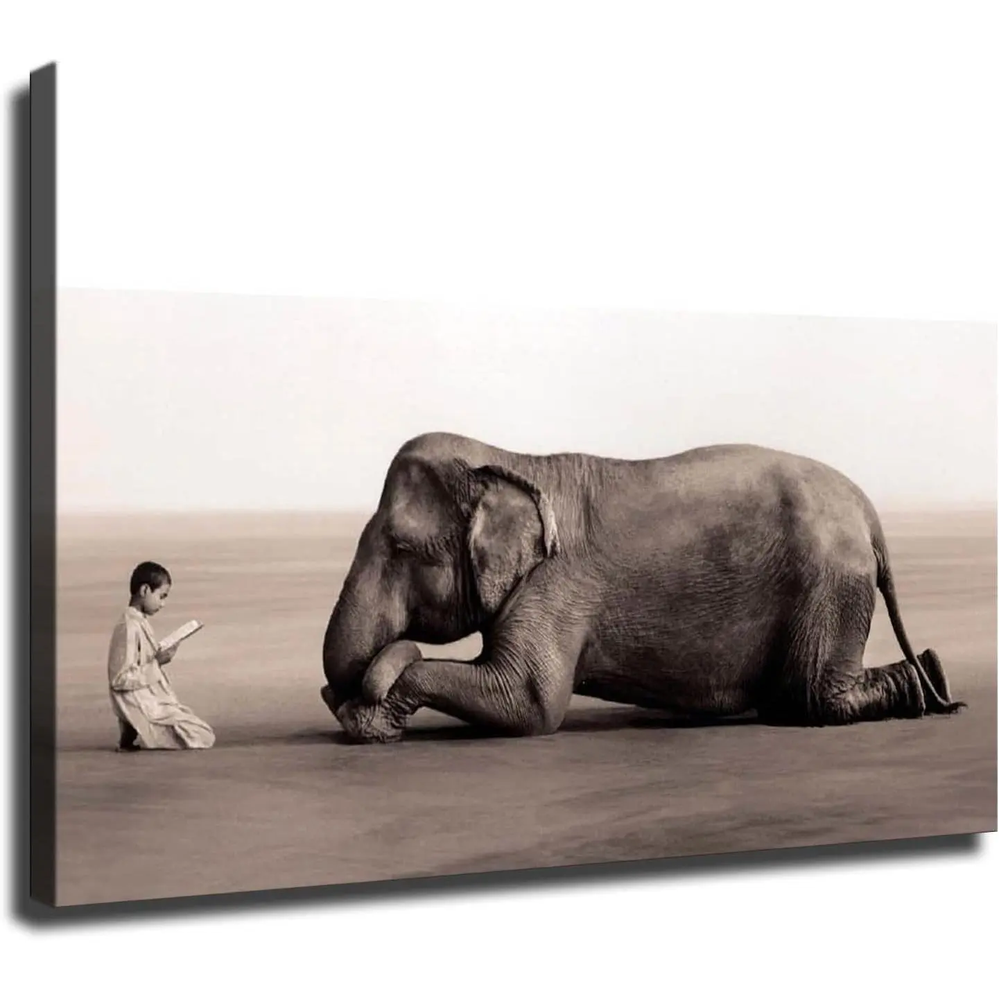 Boy Reading To Elephant Poster Wall Art for Living Room Bedroom Wall Art Printing Wall Decor Gifts
