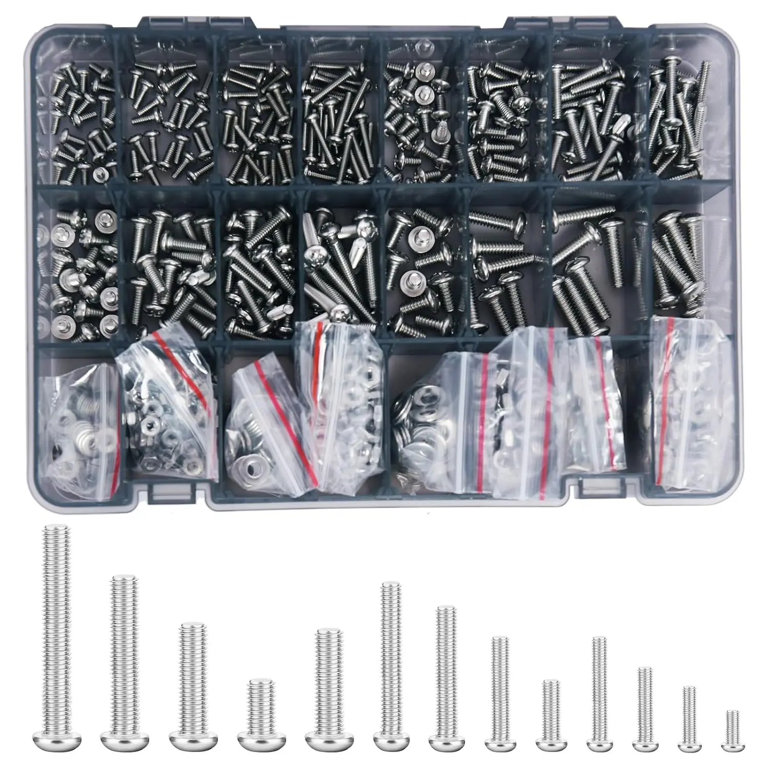 780 count Machine Screws  Kit,#4-40#6-32#8-32#10-24 Stainless Steel Screws Set with Nuts  and Flat Washers, for Electronics Furniture Automotive Repair & DIY Projects