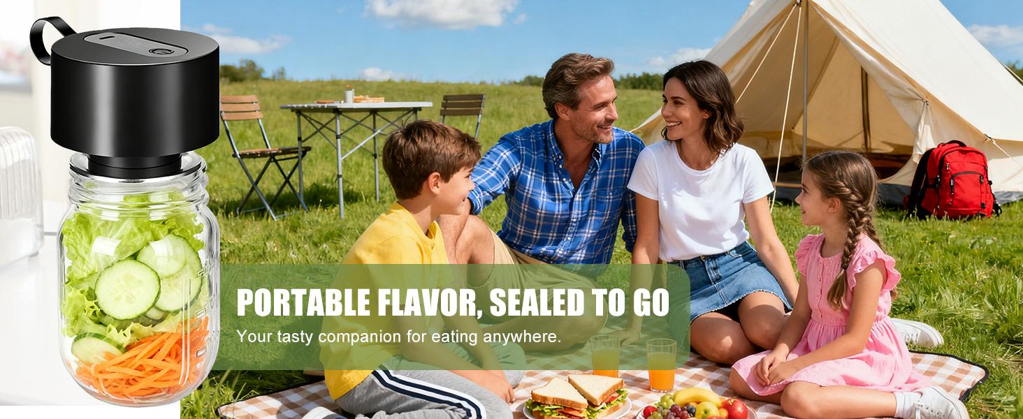 Electric  Mason Jar Vacuum Sealer Kit, Automatic Stop Sealing Machine for Food Storage, Cordless Jar Sealer Compatible with Wide and Regular Mouth Mason Jars, Bags & Containers, 680+ Uses