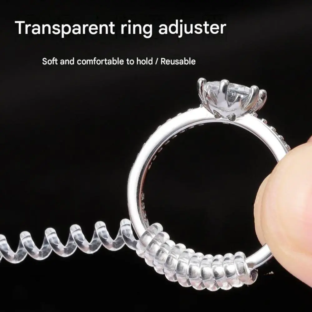 Ring Size Adjusters, 3-Pack 10cm Transparent Flexible Coils for Women & Men, Invisible Guard for Customizing a Secure Fit on Loose Rings, Adapting To Seasonal Changes
