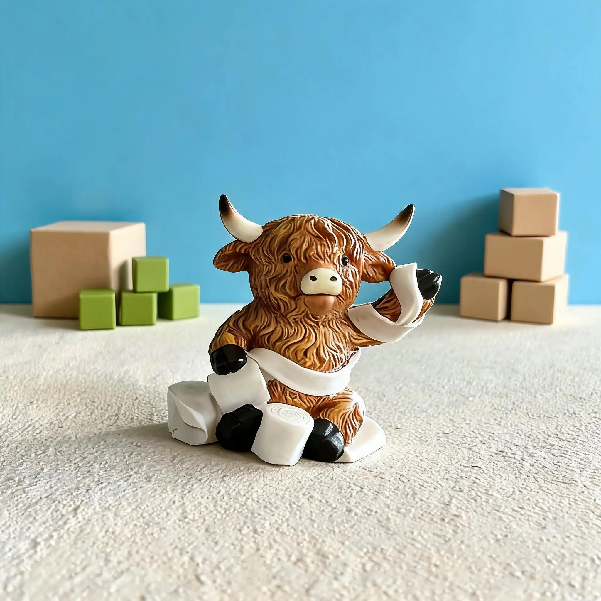 1pc Highland Cow Bathroom Decor Ornaments - Resin Sculptures, Resin Animal Figurines, Farmhouse Cow Statues for Bathroom Countertop, Cute Cow Collectible Figurine for Toilet Shelf, Farmhouse Bathroom Additions, Figurines Decor, Gifts for Women