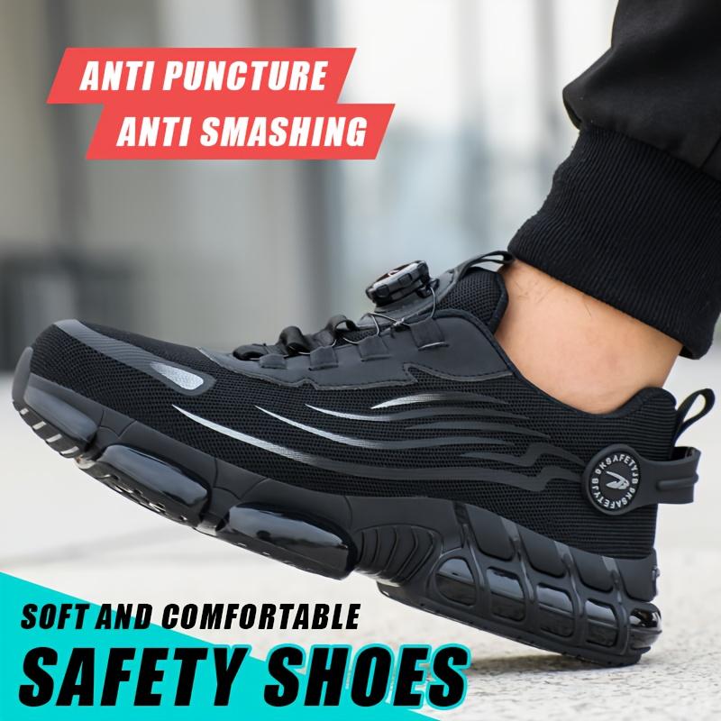 Men'S Professional With Swivel Button Steel Toe Work Boots, Puncture Resistant Safety Shoes, Shock Absorbing, Slip Resistant Lace-Up Low Top, Round Toe, Comfort Insole zapatos  ligeros Closed Boy Footwear Worker zapatos  con  casquillo Women Nail