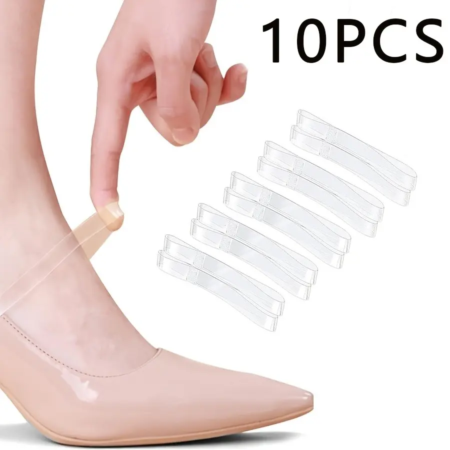 10 Pcs Invisible Shoe Laces, Transparent Adjustable Elastic Strap for Women, Anti-Slip Heel Stabilizer for Sandals, High Heels, Flat Shoes