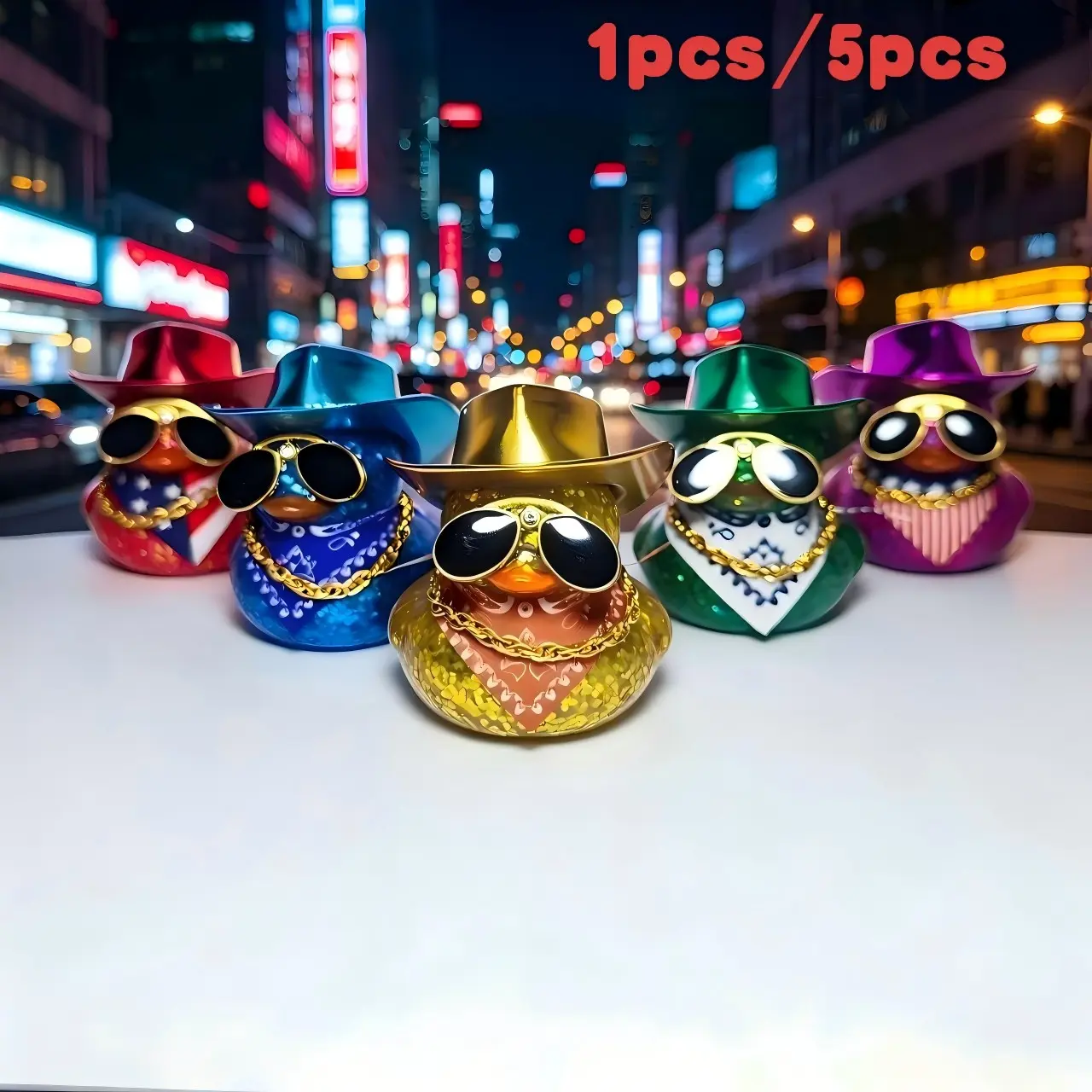5 Colors Glittering Denim Rubber Duck, Glittering Dashboard Duck Decoration, Car Accessories, Fun Car Accessories, Car Dashboard Decorations, Ideal Birthday Gift for Car Enthusiasts, Truck Drivers and Car Lovers, Automotive Decoration