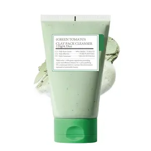 Green Tomato Clay Pack Cleanser 2 in1 Facial Wash, Deep Pore Cleansing Oil Control Exfoliating Blackhead Remover Face Mask Cleanser, Oil Control Green Tomato Clay Cleansing Mask, Dual Use Wash Off Facial Clay Pack for Blackhead & Pore Minimizing