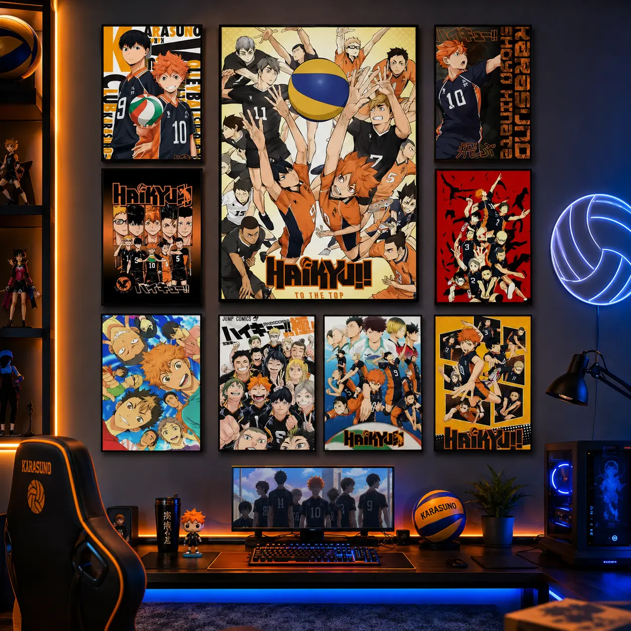 Haikyuu Anime Volleyball Canvas Poster, Japanese Sports Manga Wall Art Print, Volleyball Character Artwork Decor for Bedroom Dorm Gaming Room, Aesthetic Anime Room Decoration, Otaku Collectible Poster, Gift for Anime Fans