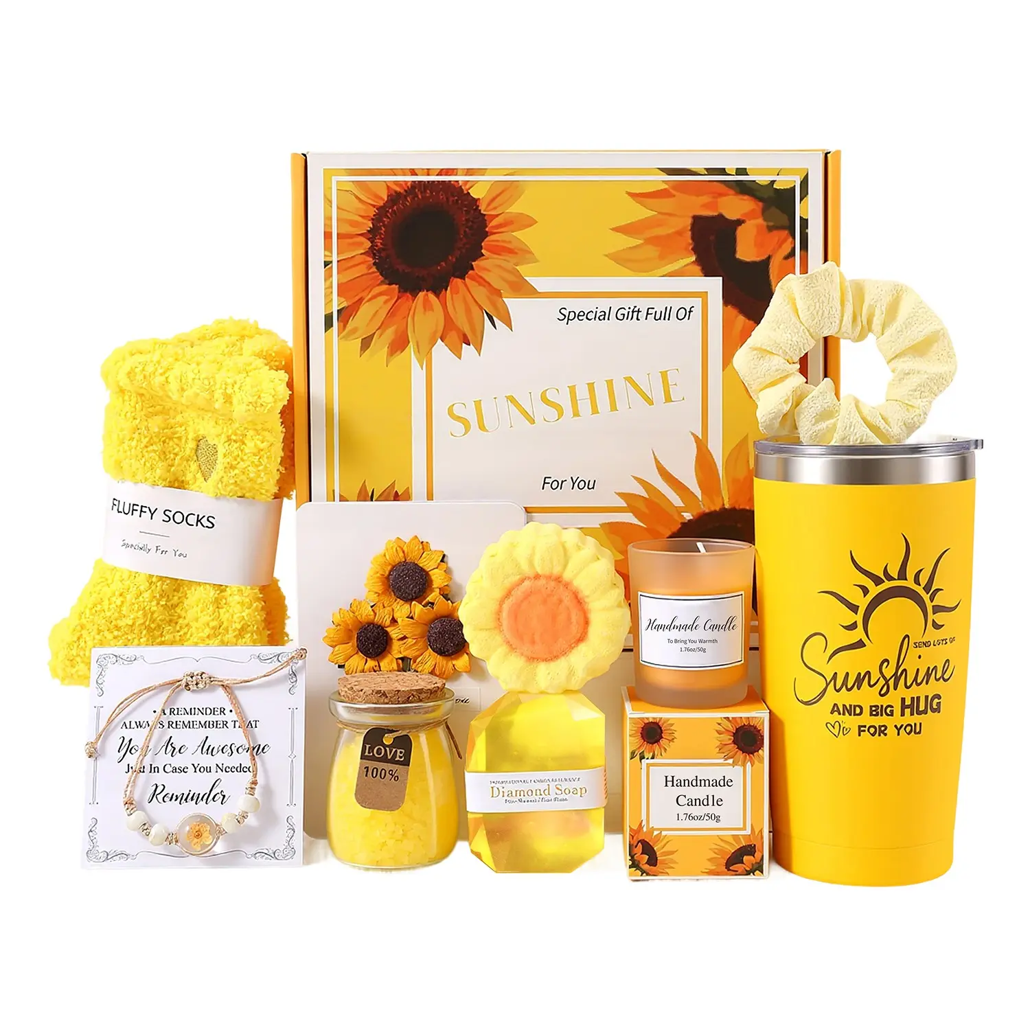 Sunshine Gift Basket for Women – Christmas Gifts for Women, Best Friend Cheer Up Box, Get Well Soon Care Package, Birthday Gifts and Thinking of You Gifts for Mom, Sister, Friend