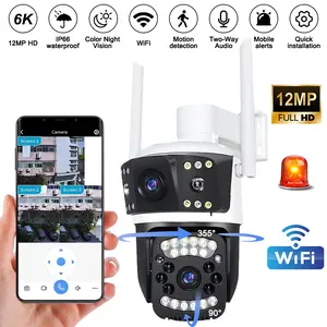5K 12MP WiFi Camera Wireless Outdoor 10X Zoom Three Lens Security Protection Surveillance Camera Auto Tracking Cam