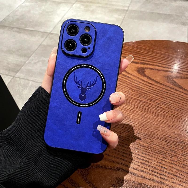 HISTORYOO Deer Pattern case For iPhone 17 16 15 Pro Max Air 16/15 Plus 14 Pro Max 13 12 11 For Magsafe Magnetic Luxury Slim Elk PU Leather Case Shockproof Bumper Phone Cover Anti-Scratch Soft Camera Protection