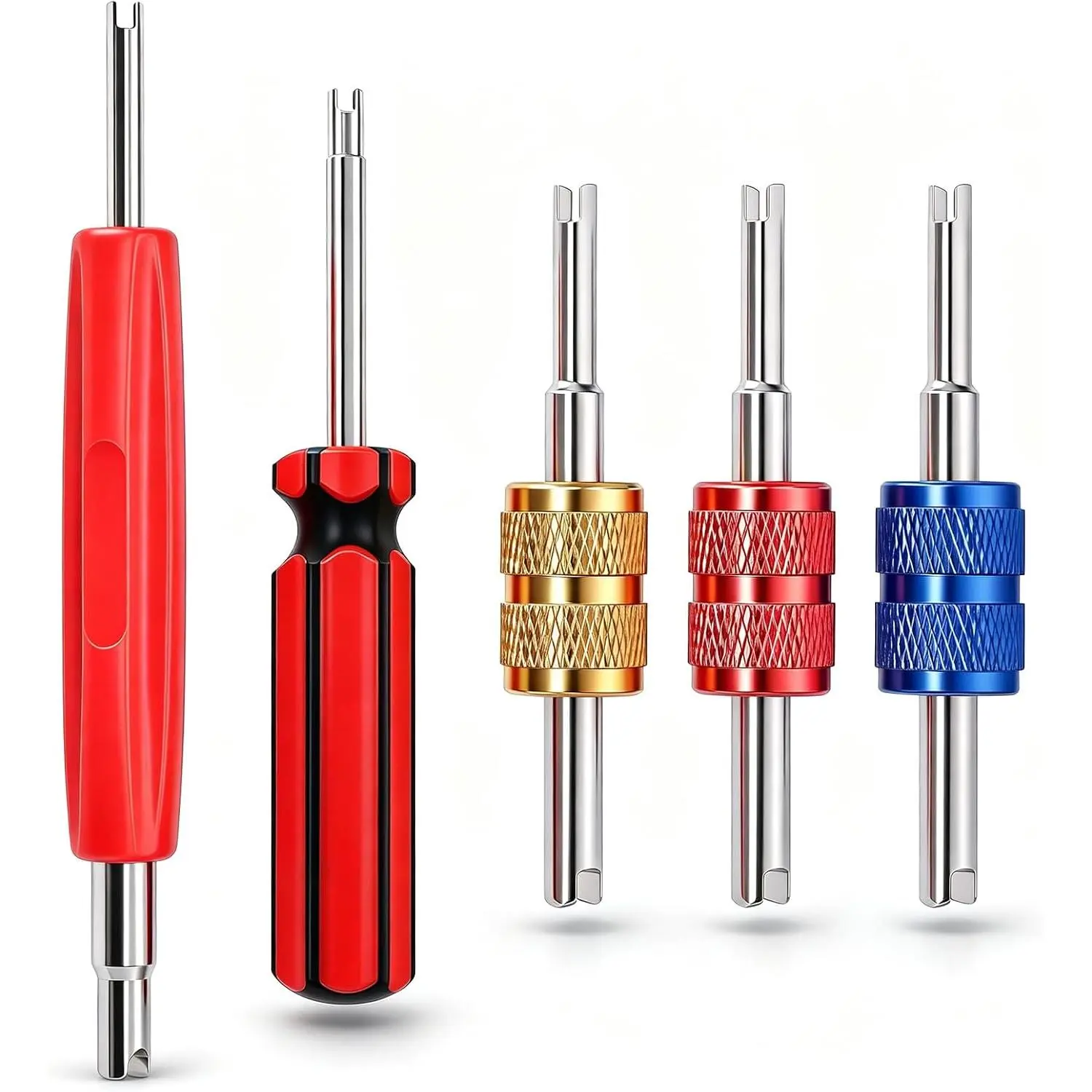 Tire Valve Stem  Kit, R12 R134a Air Conditioning Valve Core Remover Tool, Single and  Heads Valve Core Remover Schrader Valve Tool