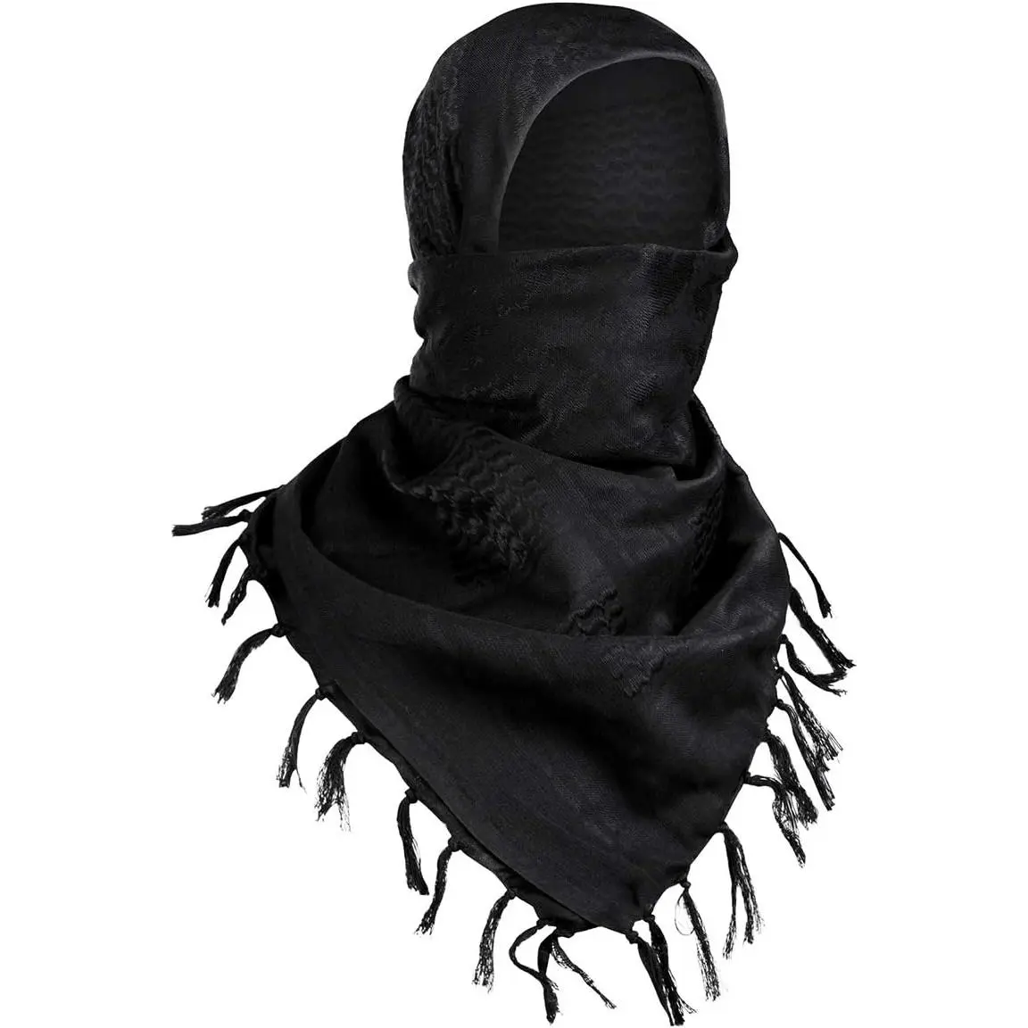 No-Fade Unisex Military Shemagh Tactical Desert Keffiyeh Scarf, 43in x 43in Tasseled Absorb Sweat Head-Neck Wrap for Everyday & Adventure Use