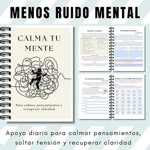 Calma Tu Mente Spanish Language Mindfulness Journal, Stress Relief Psychological Guidance Notebook, Relaxing Handwritten Diary