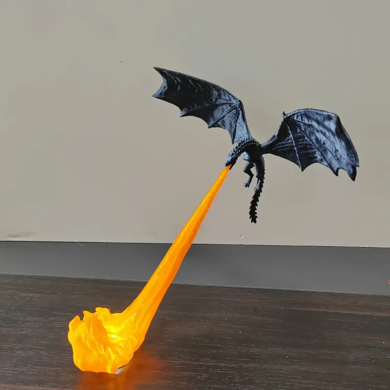 3D Dragon Flame Sculpture Ornament - 3D Printed Fire Breathing Dragon Statue, Suitable for Home, Office Desk, Cabinet, and Computer Desk