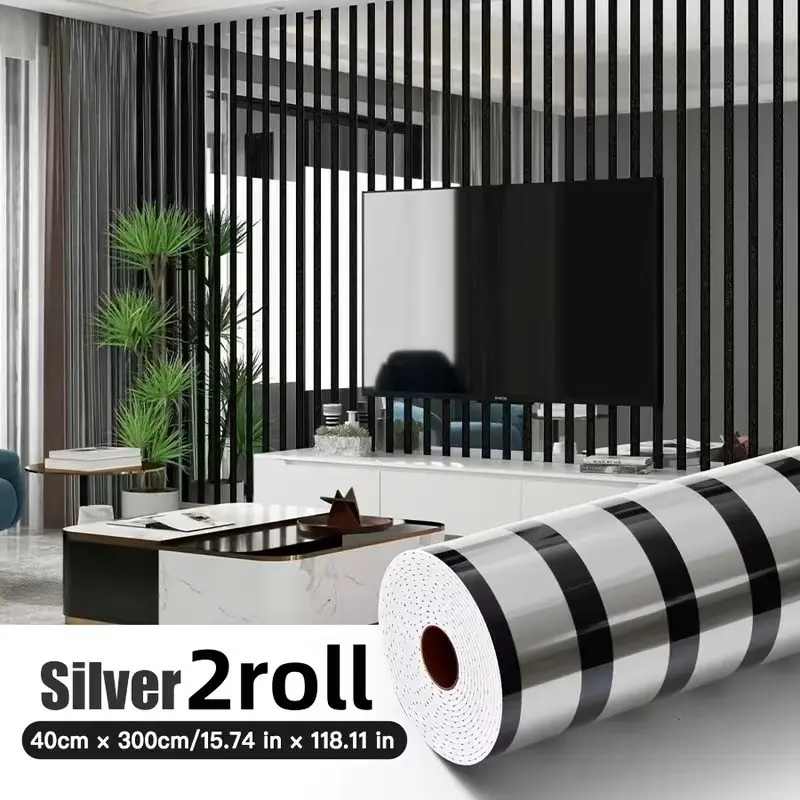 2 Rolls 3D Wall Stickers, Accent Wall Peel and Stick, Self-Adhesive Metal Punk Decorative Wallpaper, 3D Mirror Reflective Texture, TV Background, Entryway, Living Room, Bedroom