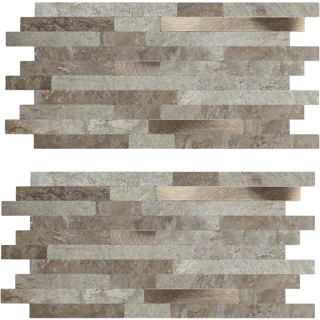 Peel and Stick Ecru Slate Faux Stone PVC Backsplash Tiles - Rustic Look, Easy Peel Stick, Indoor Use for Kitchen, Bathroom, Laundry Room