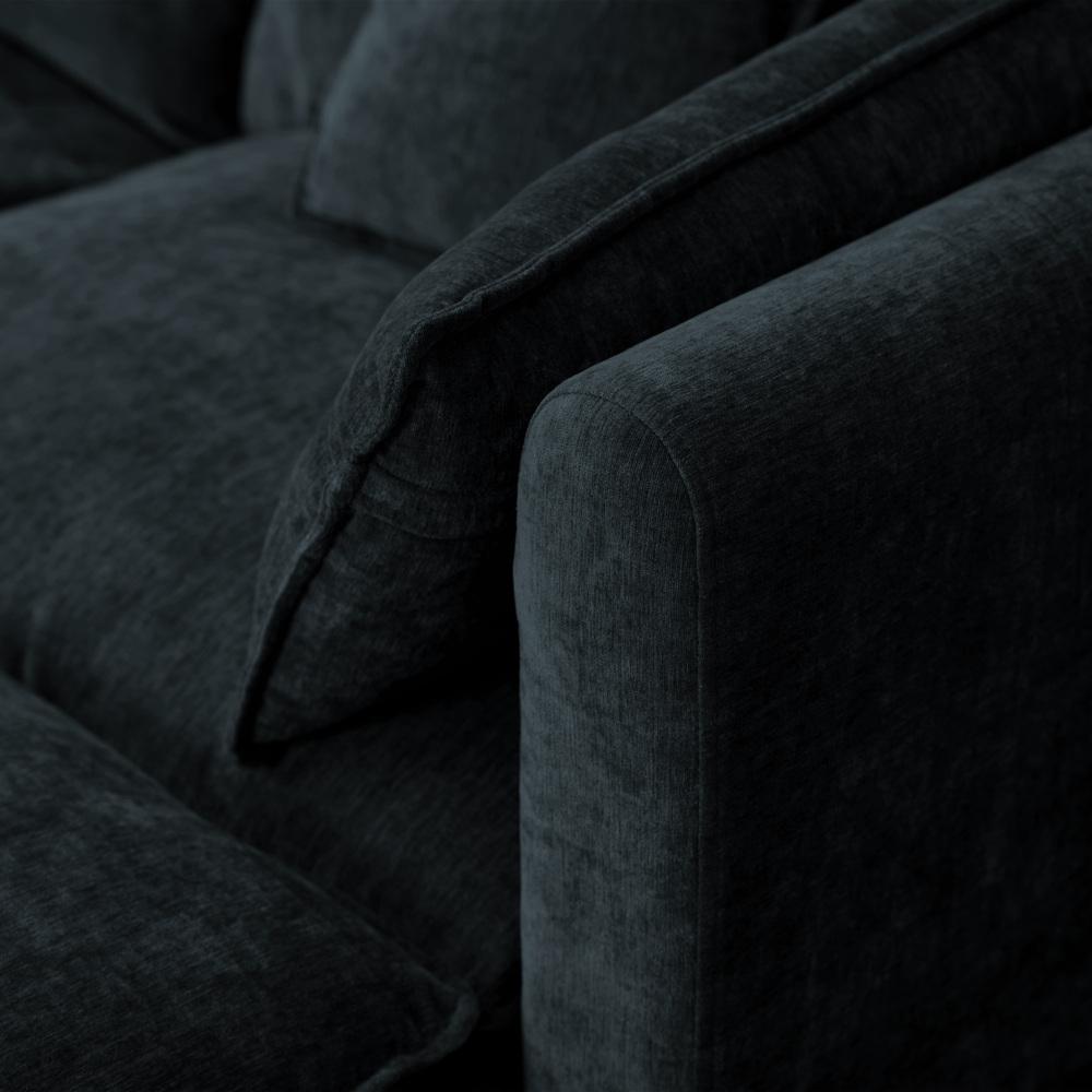 144" U-Shaped Sectional Cloud Couch – Modern Chenille Modular Sofa Set with 6 Seats, Movable Ottoman, Cup Holders & Hidden Storage Console, Comfy Fluffy Black Grey Sectional Sofa for Living Room or Apartment 20.27“ Seat Height