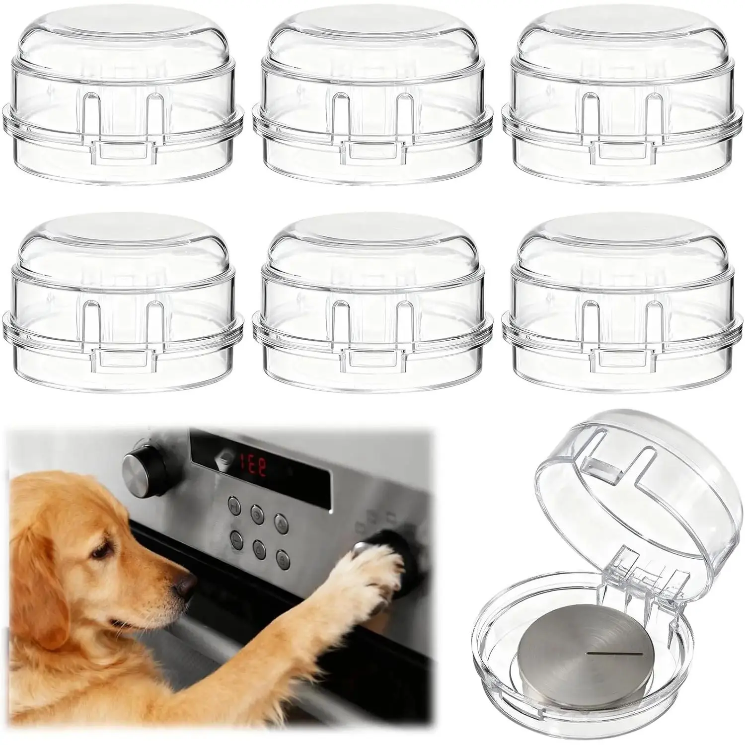 6pcs Gas Stove Knob Safety Cover for Safety, Heat-Resistant Adhesive Pet Proof Locks Gases Stoves Knobs Locks Oven Knobs Covers Clear Gas Stove Knob Covers
