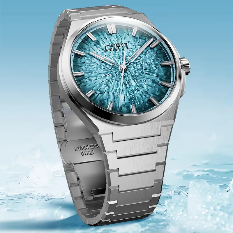 BONEST GATTI Men Mechanical Wristwatch 40.3mm Distinctive Grain Dial 316L Stainless Steel Bracelet Butterfly Clasp 12.3mm Dial Thickness Business Casual Male Timepiece Durable Daily Wrist Watch For Office Commute Weekend Casual Outdoor Activities