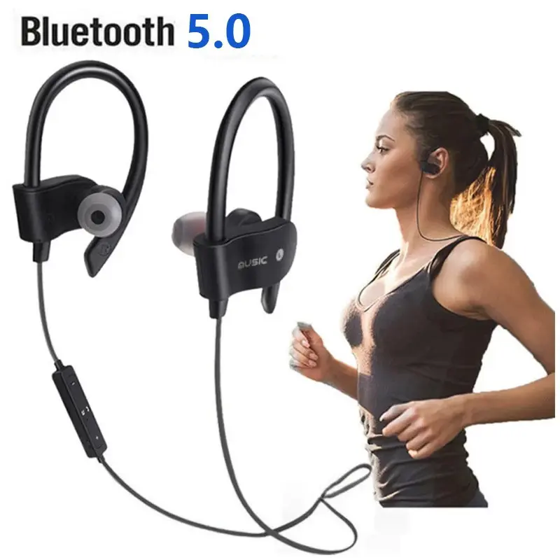 Wireless Headphones Earloop Ear Hook Earbuds Wireless Bluetooth Headset Handsfree Neckband With Mic