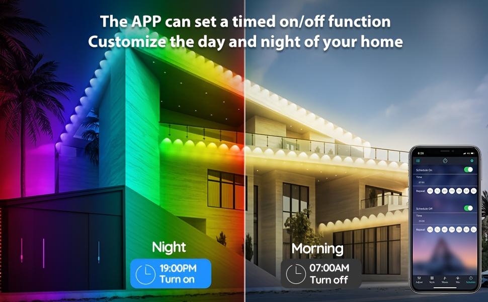 50-500 Feet Permanent Outdoor Lights,IP67 Waterproof RGB Outdoor LED Permanent Light, Comes with App and Remote Control, Best Choice for Party, Valentine's Day Decoration, Garden and Gift for Boyfriend or Girlfriend, Patio Outdoor Light, Mutovlin,