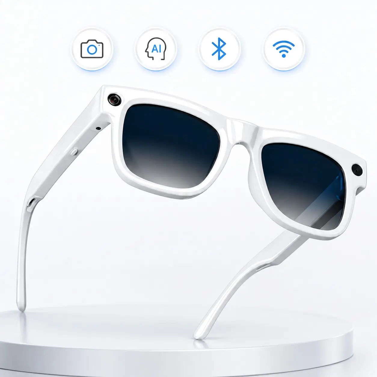 Ai Smart Glasses with 8mp HD Camera, Sun Glasses with Audio Function, Ai Voice Assistant, Real-Time Translation, Video Blogging, Travel Eyewear