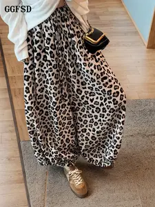 Women's Leopard Print Wide Leg Pants Summer 2026 High Waist Loose Breathable Casual Commuter Trousers, Stylish Comfortable Fashion