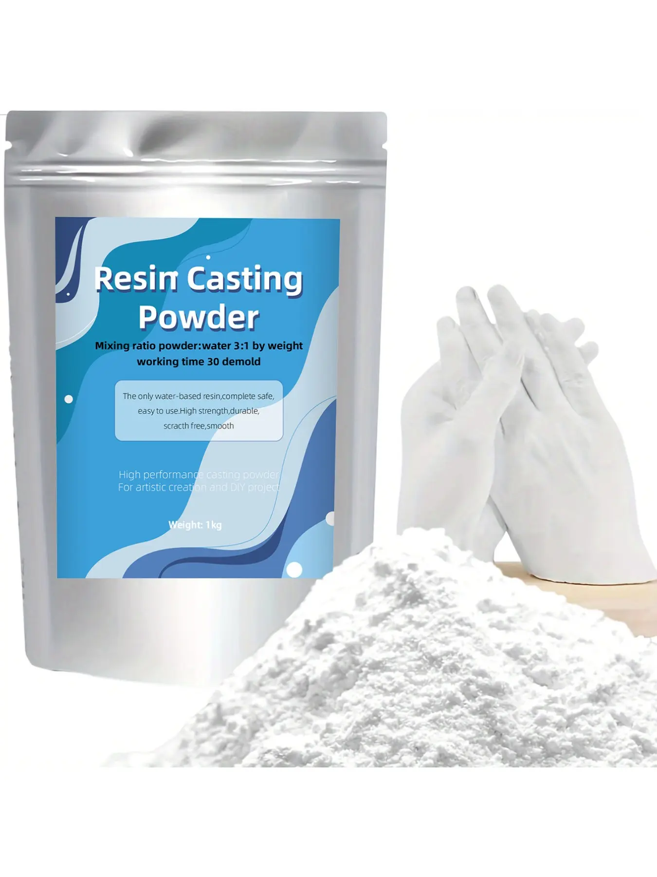 0.5-1kg High-Strength Epoxy Resin Gypsum Powder - Bubble-Free, Fine White Plaster for Jewelry Casting & DIY Crafts, Mixable Art Molding Compound