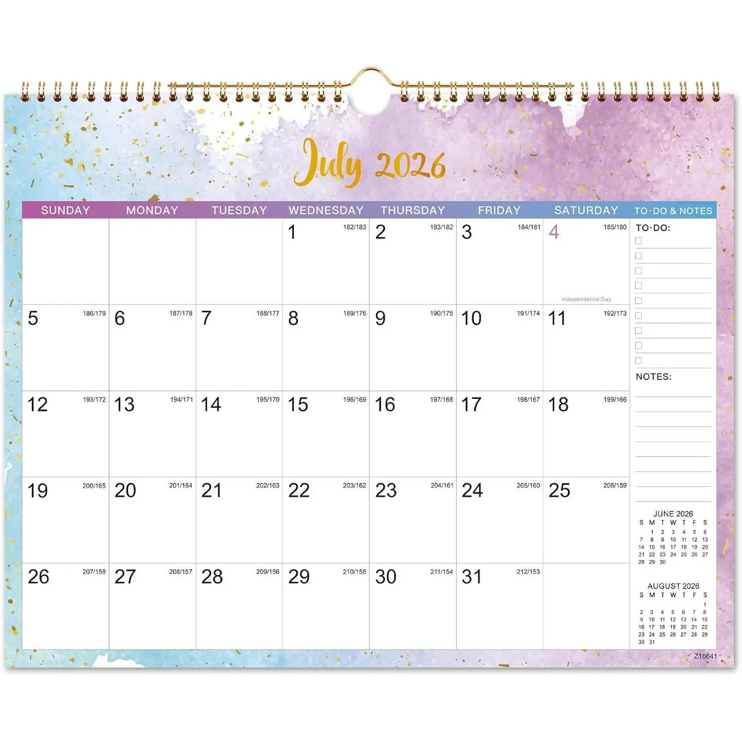 Wall Calendar 2026-2027 - 2026-2027 Calendar, JUL 2026 - DEC 2027 | 14.8" x 11.5", 18 Month Calendar with Thick Paper &  Hook,  Wall Calendars for Organizing - Colorful Waterink