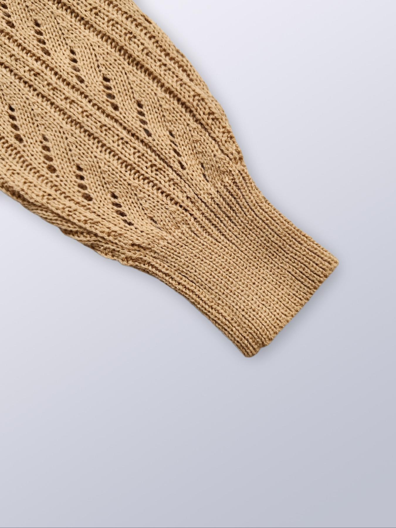 Women's Plain Textured Hollow-Out Asymmetrical Neck Fitted Sweater, Elegant Raglan Sleeve Jumper for Fall & Winter, Fashion Ladies' Knitwear for Daily Wear, Long Sleeves