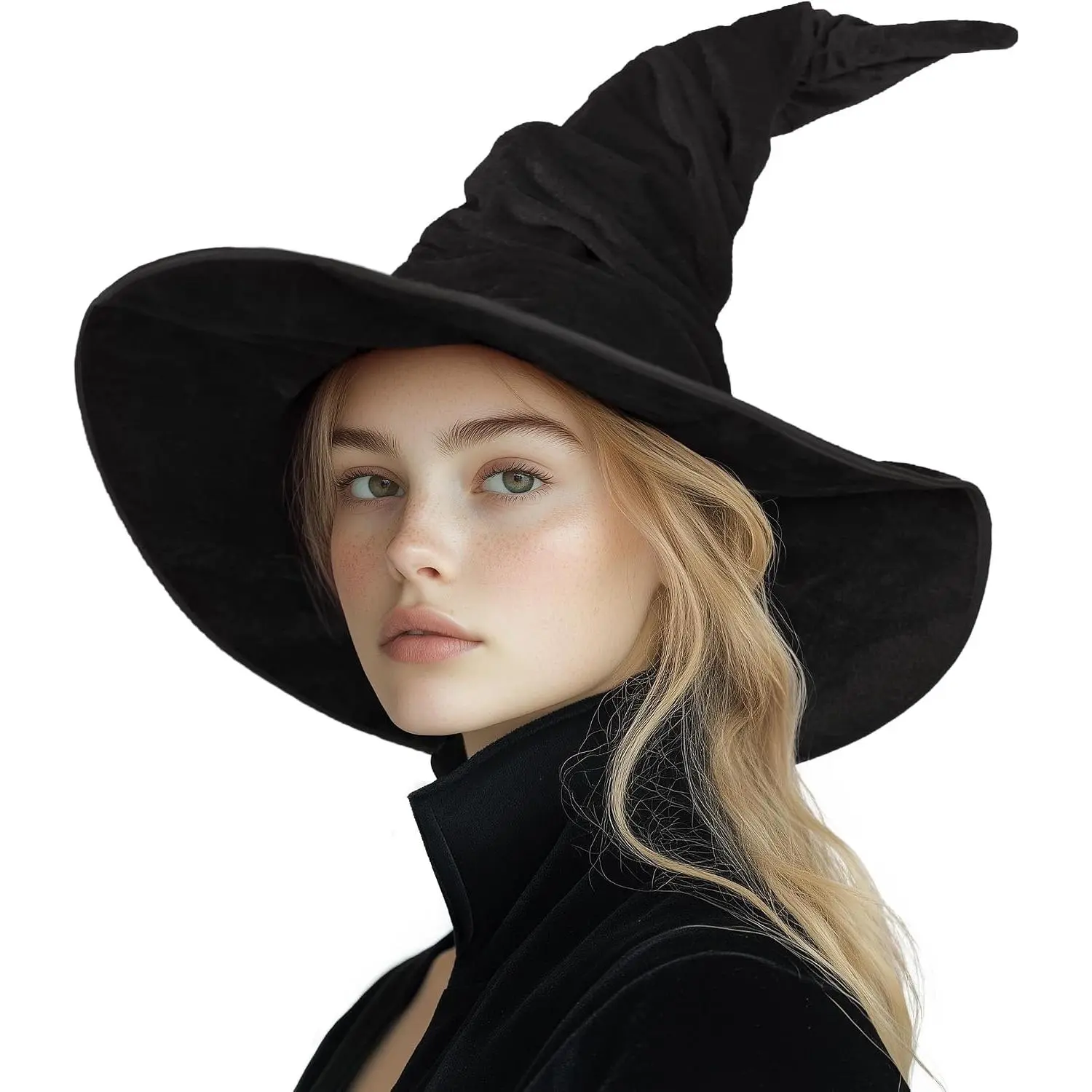 Large Ruched  Hat for Adults, Wide Brim Halloween Costume Accessory