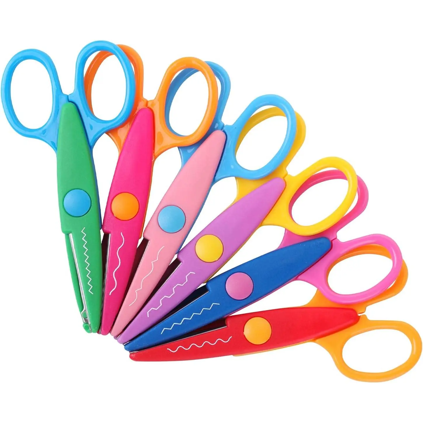 Kids' Child-Safe Colorful Plastic Craft Scissors Set - Decorative Pattern Paper Cutting Tools for DIY Art, Scrapbook Supplies (Home, Festive & Party Gift Use)